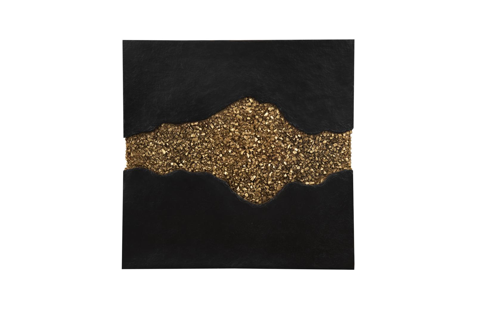 Geode Texture Panel Black and Gold, Wall Decor