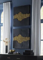 Geode Texture Panel Black and Gold, Wall Decor