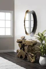 Broken Egg Mirror, Black and Gold Leaf