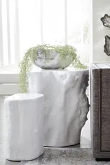 Log Side Table, Gel Coat White