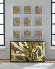 Cast Root Metal Framed Console Table, Resin, Gold Leaf, SM