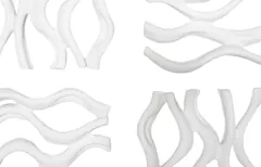 Vine Wall Tile, Matte White, Set of 4