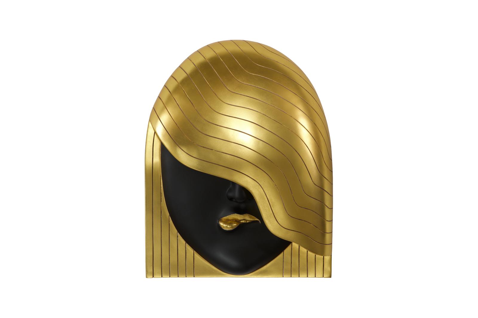 Fashion Faces Wall Art, Large, Her Left Wave, Black and Gold