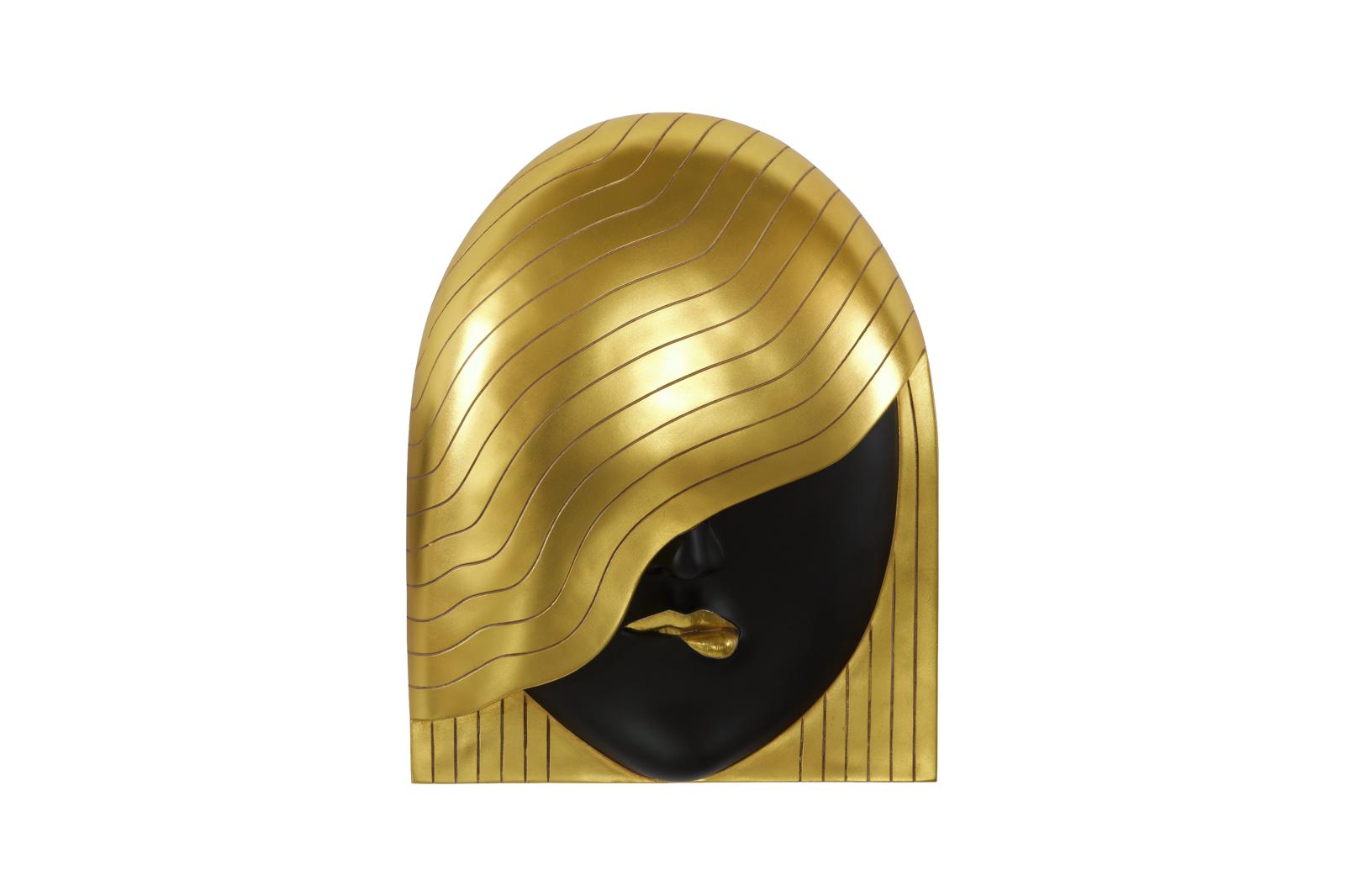 Fashion Faces Wall Art, Large, Her Right Wave, Black and Gold