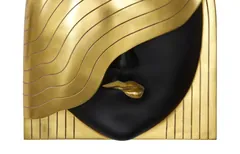 Fashion Faces Wall Art, Large, Her Right Wave, Black and Gold