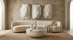 Cast Cheese Stone Coffee Table, Round, Roman Stone