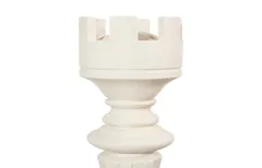 Rook Chess Sculpture, Cast Stone White