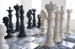 Rook Chess Sculpture, Cast Stone White