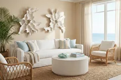Contour Cast Root Flower Wall Art, White Stone