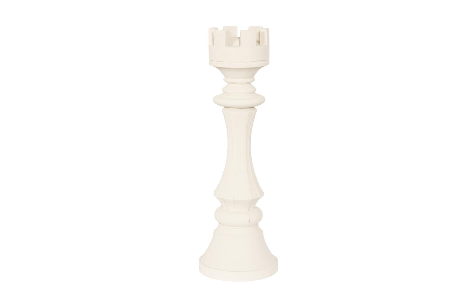 Rook Chess Sculpture, Cast Stone White, Small