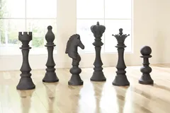 Rook Chess Sculpture, Cast Stone Black, Small