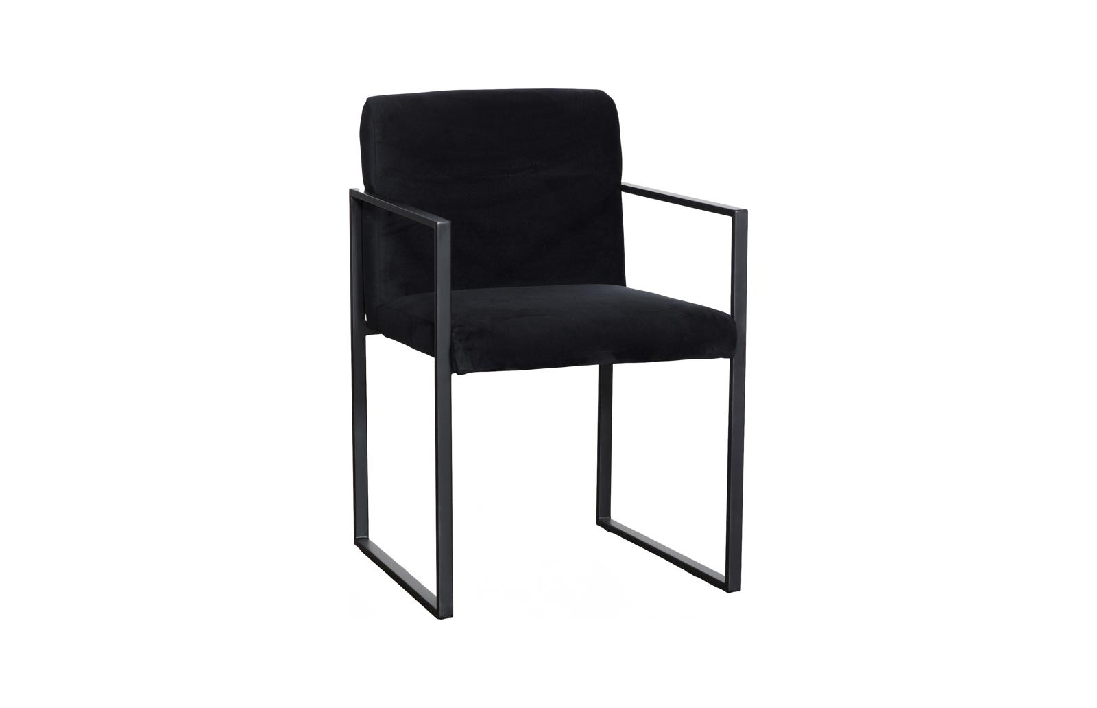 Frozen Arm Chair, Velvet Black, Matte Black Metal Frame