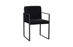 Frozen Arm Chair, Velvet Black, Matte Black Metal Frame