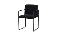 Frozen Arm Chair, Velvet Black, Matte Black Metal Frame
