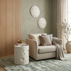 Crater Wall Art, 22", White Stone