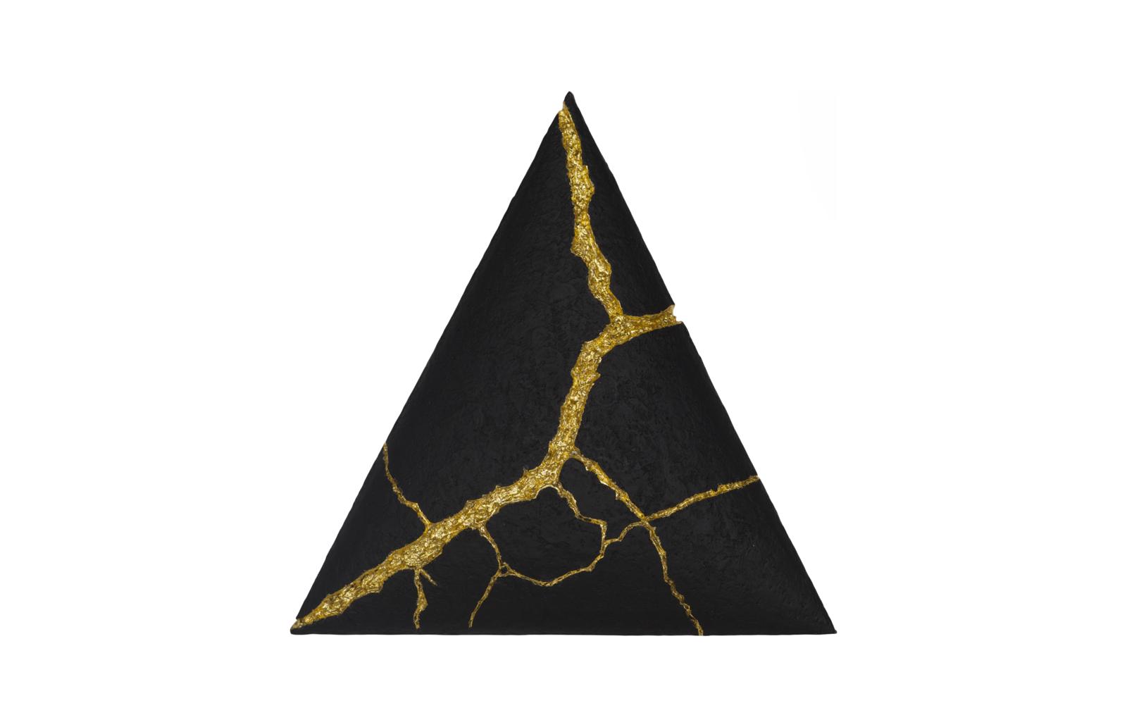 Rift Wall Tile, Triangle, Matte Black, Gold Leaf