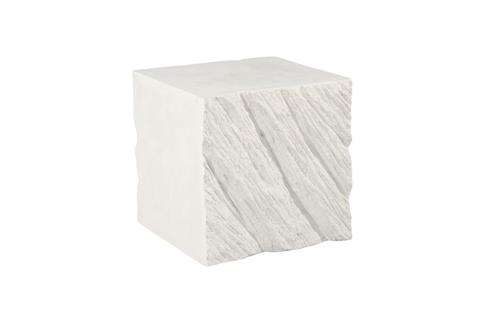 Shear Side Table, Square, White Stone
