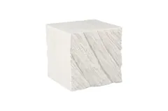 Shear Side Table, Square, White Stone
