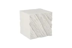 Shear Side Table, Square, White Stone