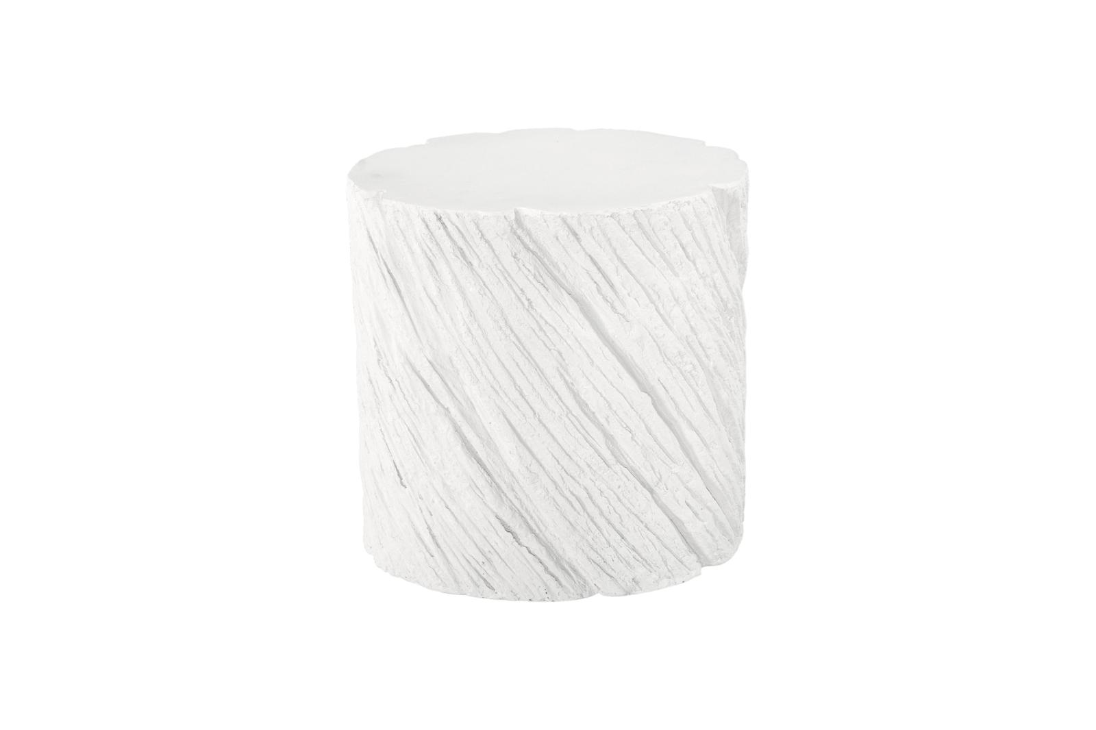 Shear Side Table, Oval, White Stone
