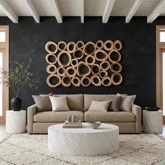 Chuleta Rings Wall Art, Chamcha Wood, Rectangular