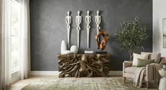 Square Root Console Table, Resin, Antique Bronze Finish