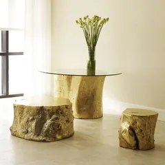 Log Stool, Gold Leaf, LG