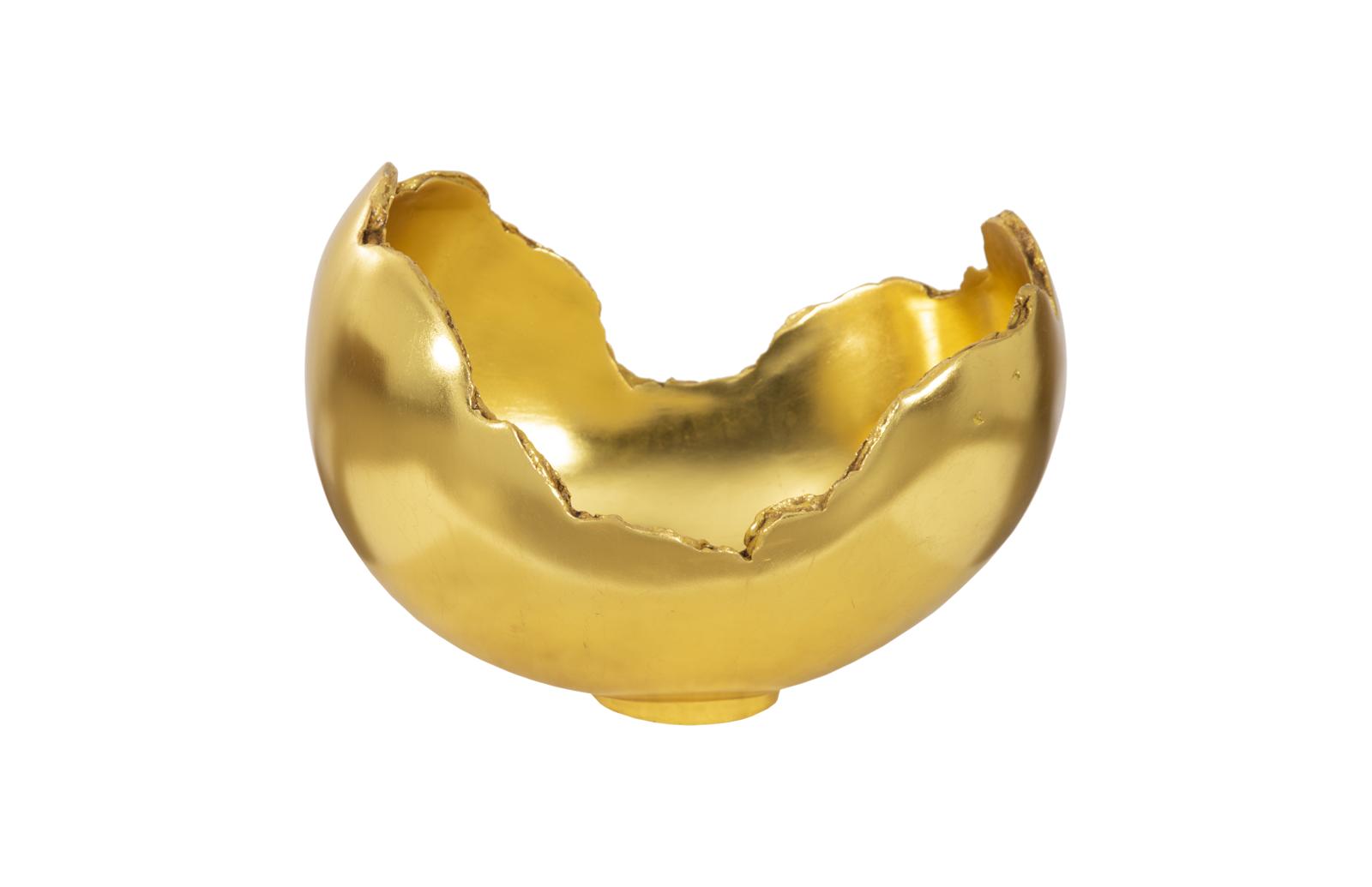 Burled Bowl, Resin, Gold Leaf Finish
