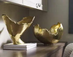 Burled Bowl, Resin, Gold Leaf Finish