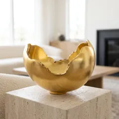 Burled Bowl, Resin, Gold Leaf Finish