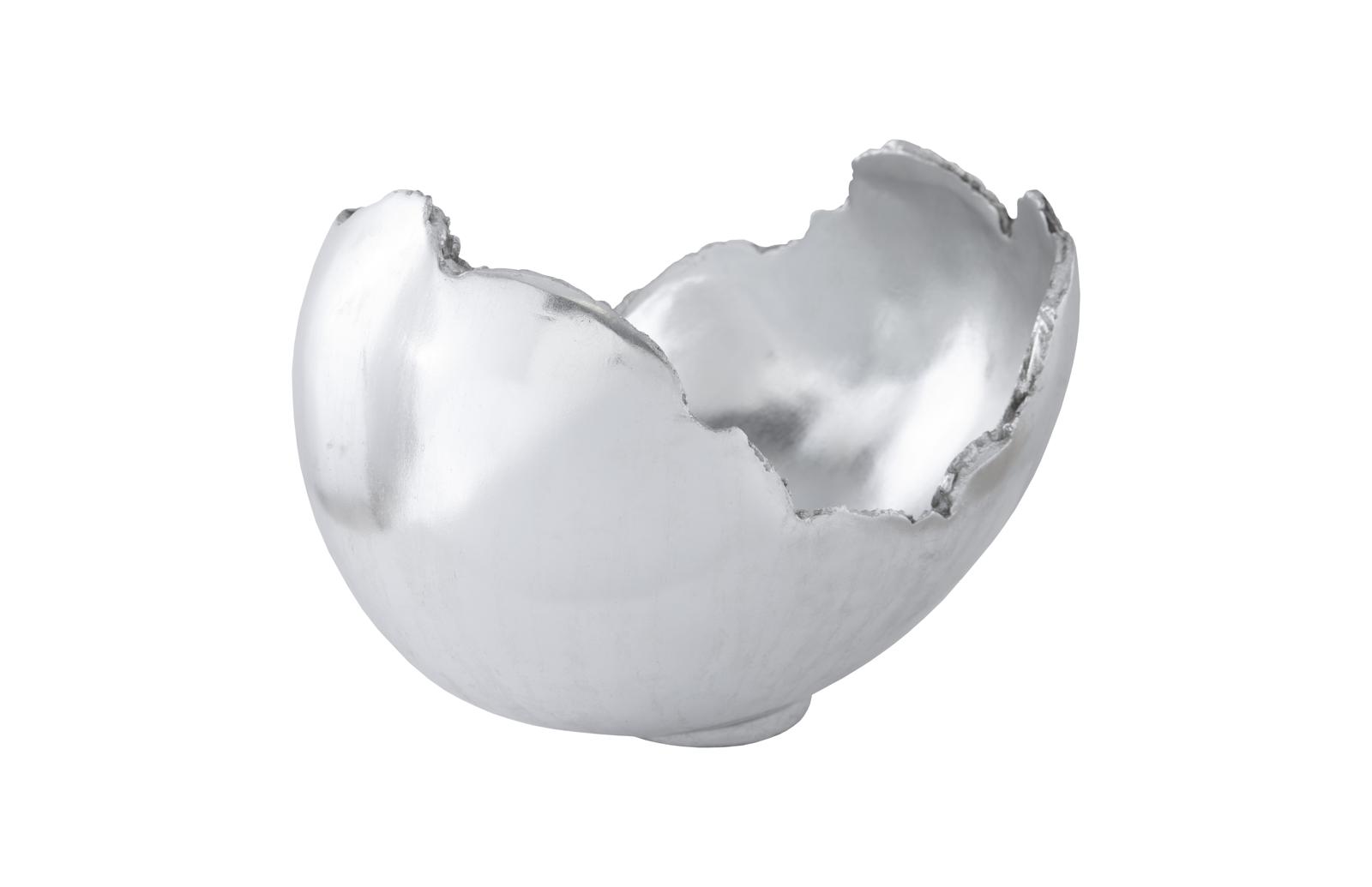 Burled Bowl, Resin, Silver Leaf Finish