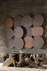 Cast Oil Drum Wall Discs, Resin, Rust Finish, Set of 4