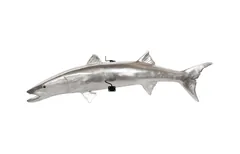 Barracuda Fish Wall Sculpture, Resin, Silver Leaf