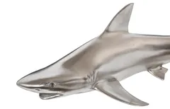 Black Tip Reef Shark Wall Sculpture, Resin, Silver Leaf