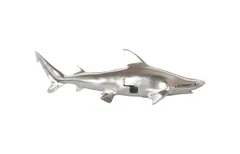 Black Tip Reef Shark Wall Sculpture, Resin, Silver Leaf