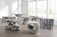Plateada Hollow Console, Silver Leaf