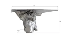 Crown Console Table, Silver Leaf