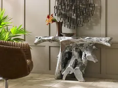 Brivo Freeform Console Table, Silver Leaf