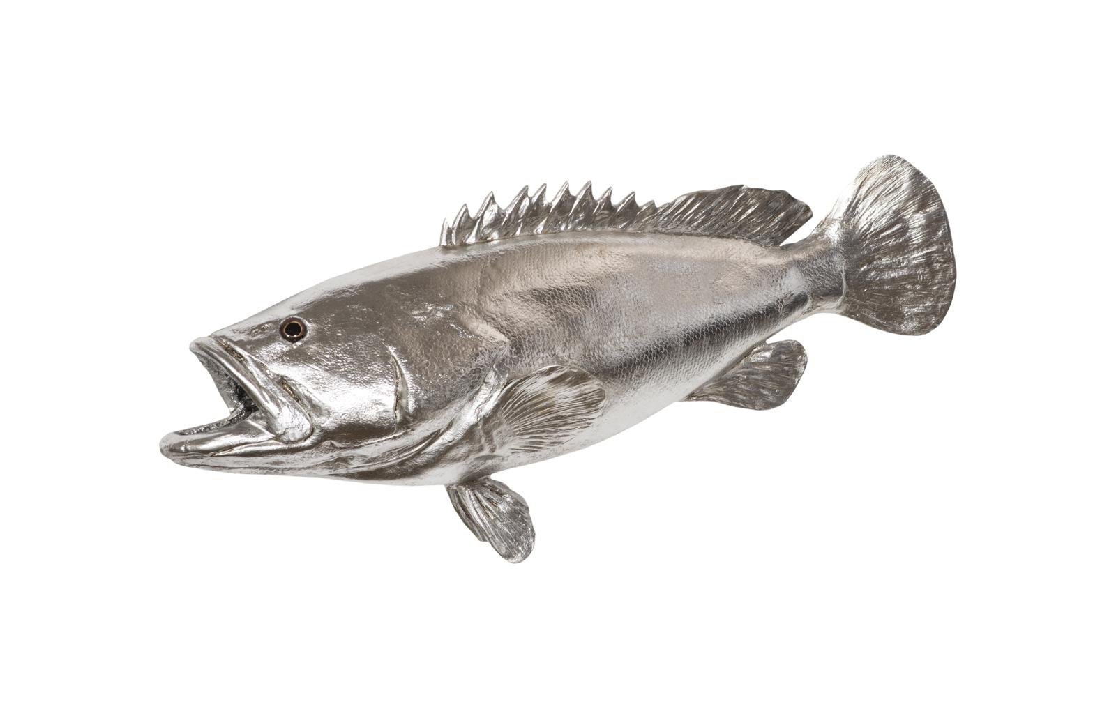 Estuary Cod Fish Wall Sculpture, Resin, Silver Leaf
