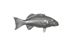 Coral Trout Fish Wall Sculpture, Resin, Polished Aluminum Finish