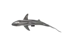 Whaler Shark Fish Wall Sculpture, Resin, Polished Aluminum Finish