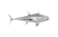 Bluefin Tuna Fish Wall Sculpture, Resin, Silver Leaf