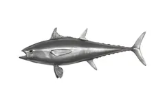 Bluefin Tuna Fish Wall Sculpture, Resin, Polished Aluminum Finish