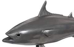 Mackerel Fish Wall Sculpture, Resin, Polished Aluminum Finish
