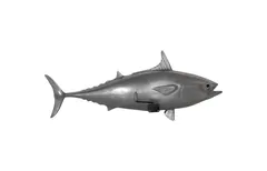 Mackerel Fish Wall Sculpture, Resin, Polished Aluminum Finish