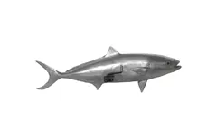 Yellow Tailed King Fish Wall Sculpture, Resin, Polished Aluminum Finish