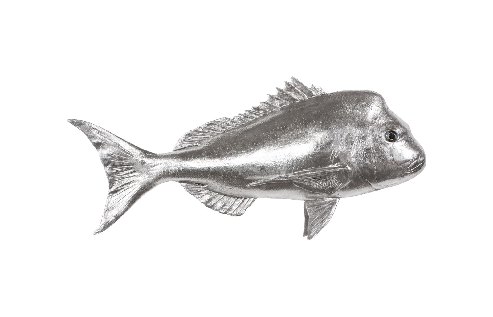 Australian Snapper Fish Wall Sculpture, Resin, Silver Leaf