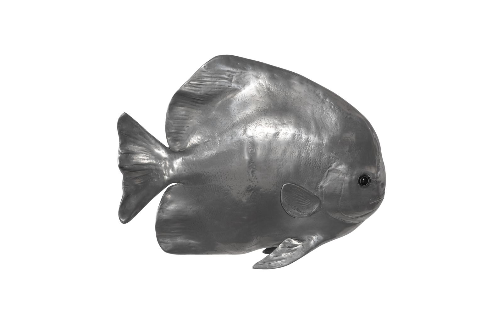 Australian Bat Fish Wall Sculpture, Resin, Polished Aluminum Finish