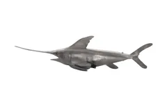Broadbill Swordfish Fish Wall Sculpture, Resin, Polished Aluminum Finish