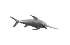 Broadbill Swordfish Fish Wall Sculpture, Resin, Polished Aluminum Finish